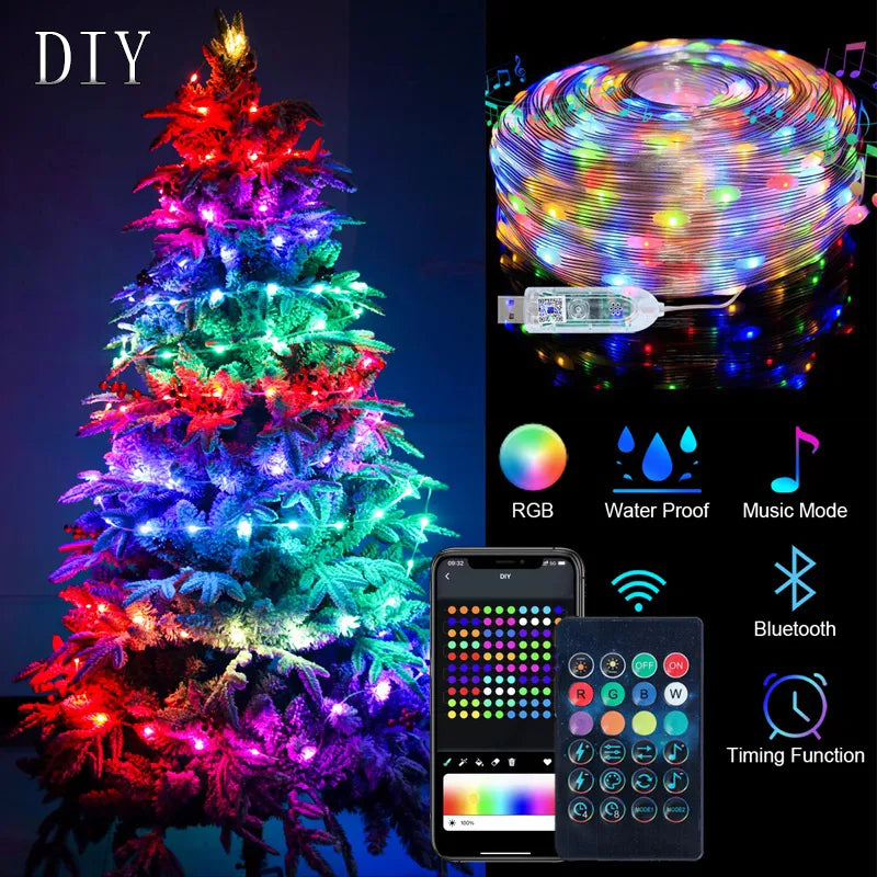 WS2812B Usb Led String Light Smart App Controller DIY Christmas Tree Garland RGB Addressable Fairy Lights  DC 5V