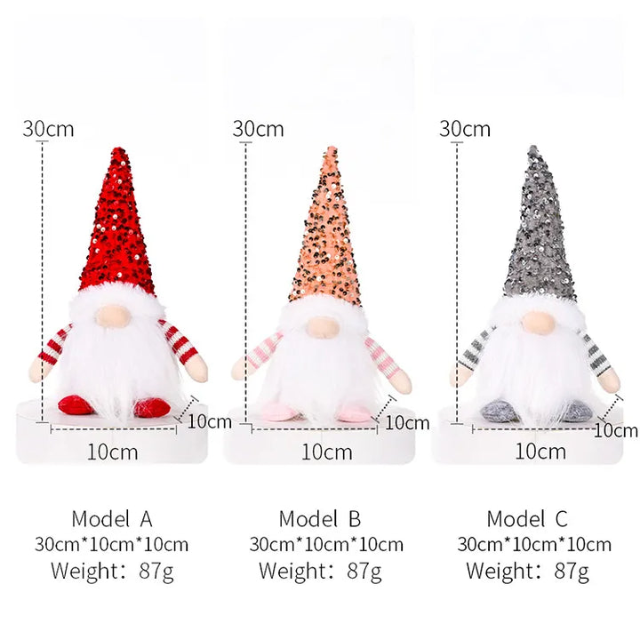 30cm Christmas Doll Elf Gnome with Led Light Christmas Decorations for Home Xmas Navidad New Year 2023 Children's Gifts