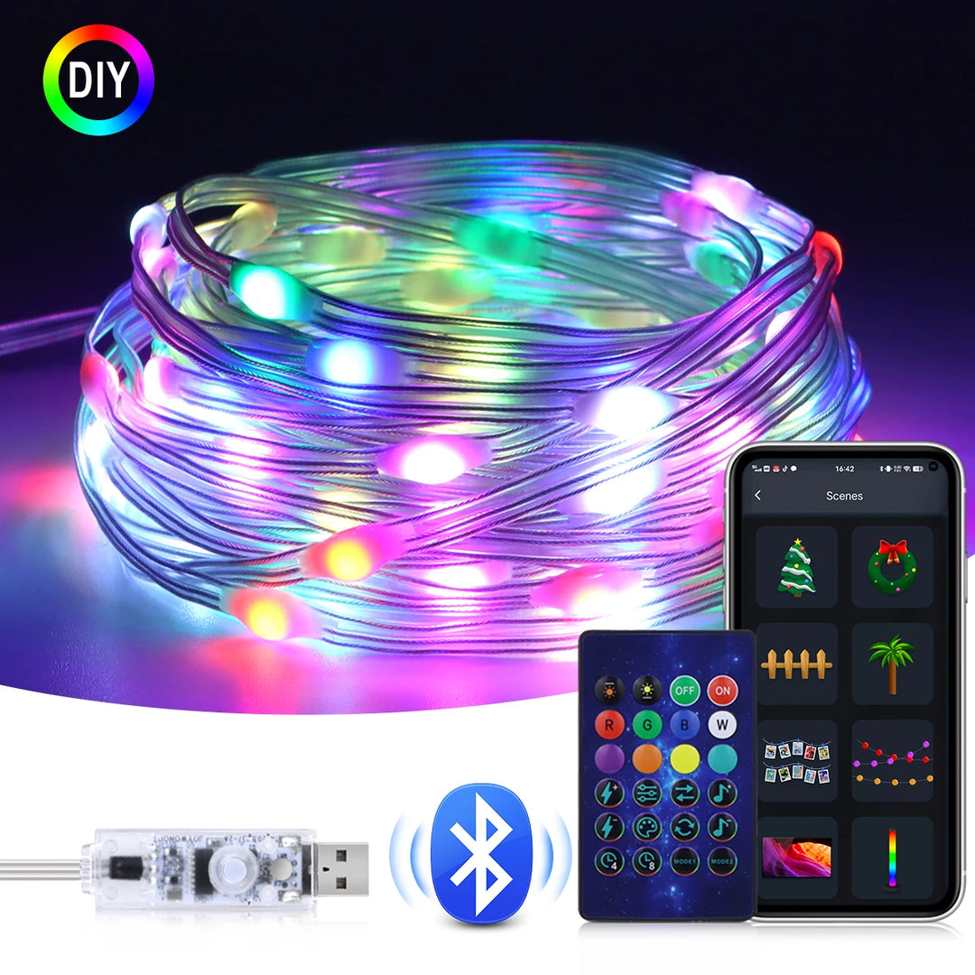 Kit USB DIY 14Keys 10m Guirlande lumineuse décorative LED, dc 5v, USB,  WS2812B, rvb, Bluetooth, couleurs adre - Cdiscount Maison