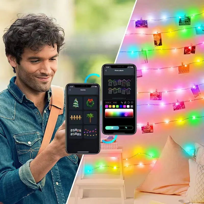 WS2812B Usb Led String Light Smart App Controller DIY Christmas Tree Garland RGB Addressable Fairy Lights  DC 5V