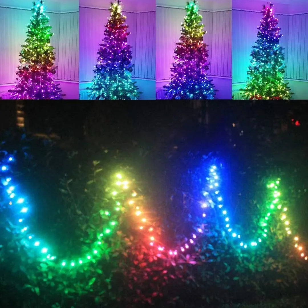 RGB Smart Christmas Tree Waterfall Fairy String Lights Remote APP Bluetooth  Control LED Light Show Tree